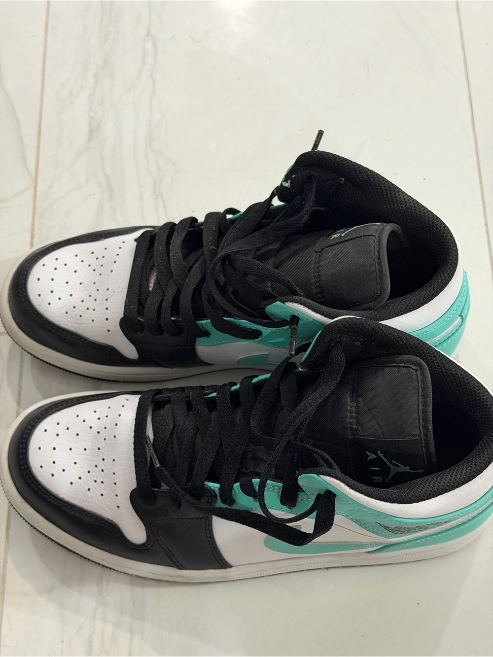 Jordan Men or Women High-Top Sneakers in White/Black/Teal